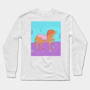 Persian Horse Trotting in a Meadow Long Sleeve T-Shirt